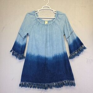 Studio West Dress Womens XL Tunic Boho Y2K Western Country Festival Ombre Tassel